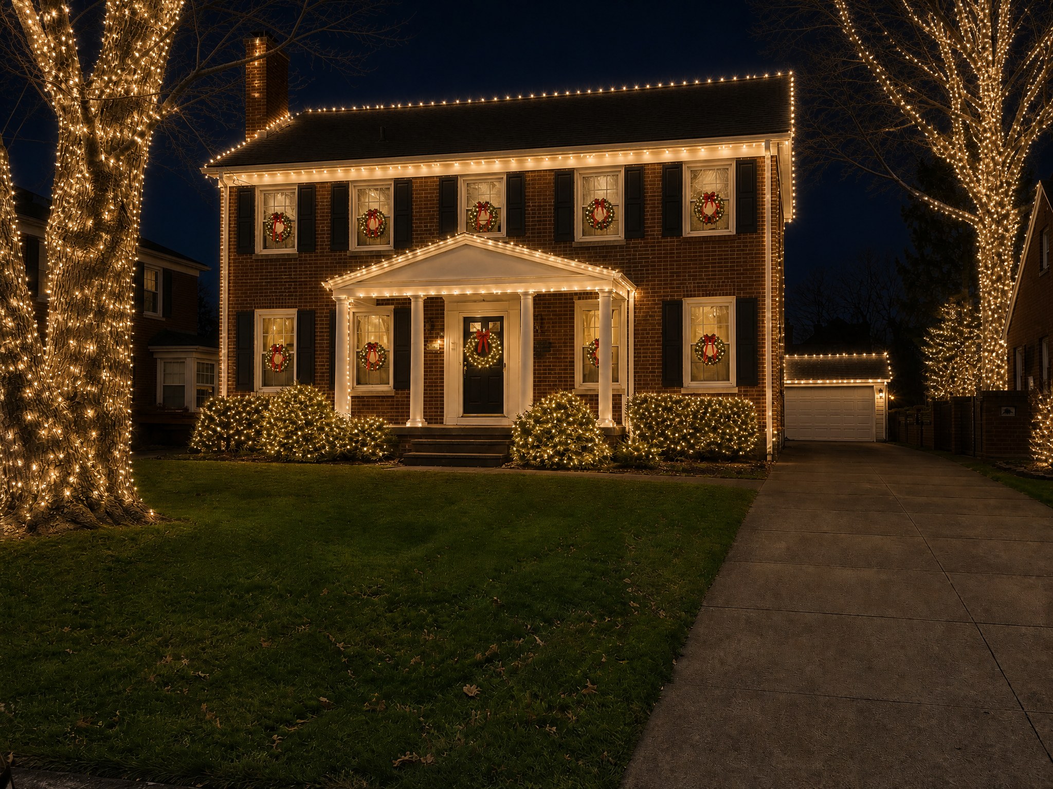 Classic Brick Colonial — decorated by WeLight Pittsburgh